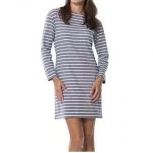Sail to Sable XS Navy Blue and White Striped Mini Dress